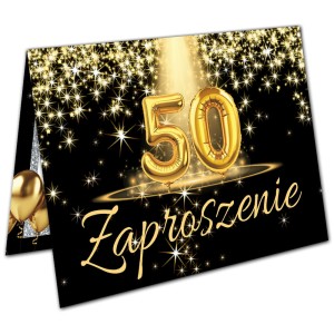 Zaproszenia na 50 Urodziny Gold Balony
