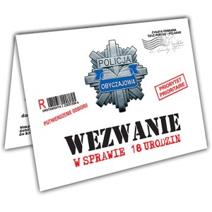 Zaproszenia na 18 Urodziny Wezwanie Policyjne