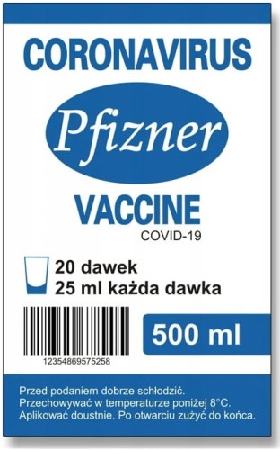 Naklejki na wódkę weselną, urodzinową, osiemnastkową, szczepionka, wirus, covid-19 Pfizner