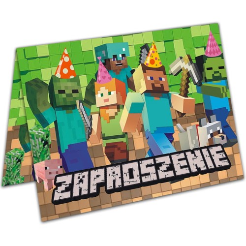 Zaproszenia na urodziny Minecraft Piksele