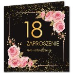 Zaproszenia na 18 Urodziny Czarne Rose Gold