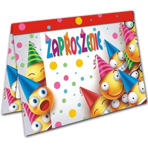 Zaproszenia Urodzinowe dla Dzieci Emotki Party