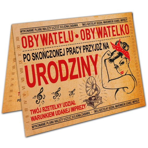 Zaproszenia na urodziny PRL - zaproszenia.pl