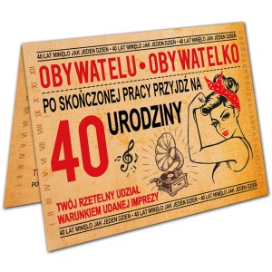Zaproszenia na 40 Urodziny Czterdziestkę PRL